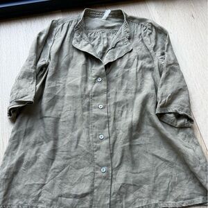 Rylee + Cru Sage Green Linen Shirt dress sz 6-7t